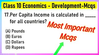 Class 10 Economics MCQs  Development Chapter 1  Social Science 10 MCQs 202324 [upl. by Sonnnie]