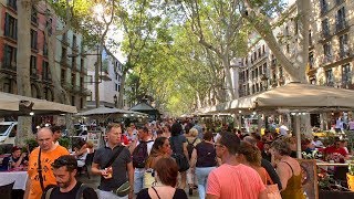 LA RAMBLA  Barcelona Summer Walk [upl. by Sivam]