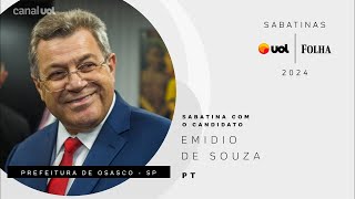 Eleições Emídio de Souza candidato do PT a prefeito de Osasco na sabatina UOLFolha [upl. by Dier898]