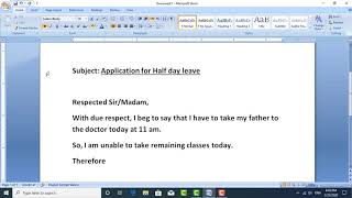 Half Day Leave Application  How to write Half day leave Application [upl. by Questa]