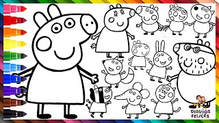 Dibuja y Colorea A Peppa Pig Su Familia Y Amigos 🐷🐱🐑🐰🐶🐴🦓🦊🐘 Dibujos Para Niños [upl. by Ednyl504]