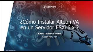 How to Alteon Deploy Alteon VA on VMWare ESXi host [upl. by Quirk]