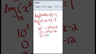 Solve a Logarithmic Equation  jensenmathca maths math highschoolmath [upl. by Tiraj]