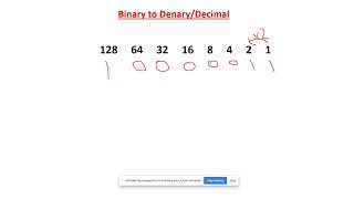 Binary to DenaryDecimal [upl. by Yajeet]