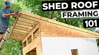 DIY Shed Roof Framing How to Build a Shed Roof Make Birdsmouth Cuts and Install Plywood Decking [upl. by Slorac]