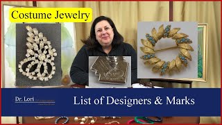 List of Costume Jewelry Designers and their Marks by Dr Lori [upl. by Ahsram]