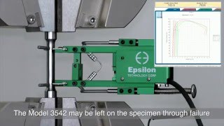 Metals tension test with axial extensometer Epsilon Technology  Model 3542 [upl. by Nawed]