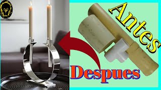 🕎CANDELABROS para mesa COMEDOR🔴 🎨MANUALIDADES con TUBOS de PLÁSTICO [upl. by Akienahs940]