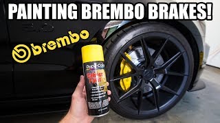 EASIEST WAY TO SPRAY PAINT BREMBO CALIPERS YELLOW [upl. by Ettezil]