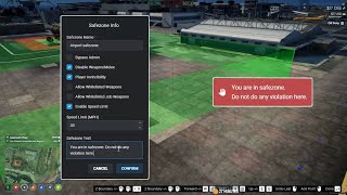 SAFE ZONE CREATOR FIVEM  ESXQBCORE [upl. by Alrad430]