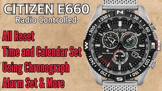 CITIZEN E660 Full Time Setting instruction  Radio Controlled EcoDrive Perpetual Calander [upl. by Brubaker]