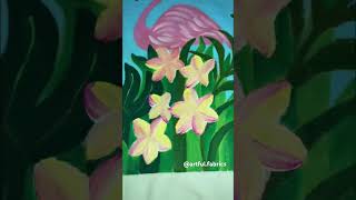 Tshirt painting 🦩🍀🌸paintingonfabric tshirtpainting fabricpainting viralshorts art music [upl. by Adelice997]