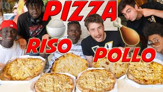 PIZZA al RISO CON POLLO  Chi la MANGIA più velocemente Neri VS Bianchi ● GARA di CIBO [upl. by Colas709]