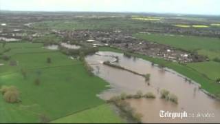 Flooding in Tewkesbury Gloucestershire seen from the air [upl. by Hatcher]