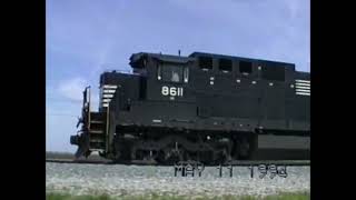 19940511 NS Illiopolis to Riverton IL C398 SD40 86ft boxes [upl. by Harehs]