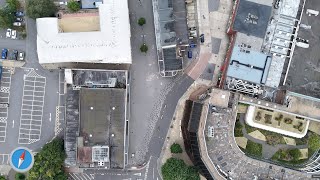 September 2024  The Meads Shopping Centre Farnborough by drone before airfield opens with compass [upl. by Gardol]