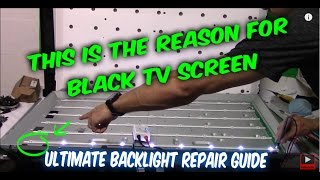 How to fix LED LCD TV black screen no backlight TV disassemble testing LEDs ordering part repair [upl. by Arraeit]