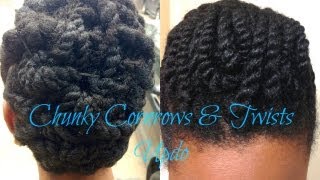 60 Chunky Cornrows amp Twists Updo Tutorial [upl. by Ajad]