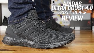 ADIDAS ULTRA BOOST 40 TRIPLE BLACK REVIEW [upl. by Ralyks195]