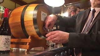 Watch Beaujolais Nouveau wine uncorked after midnight in Paris [upl. by Kimbra307]