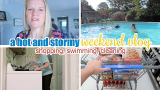 A HOT AND STORMY WEEKEND VLOG  HUGE GROCERY HAUL  SHOPPING SWIMMING CLEANING [upl. by Rape]