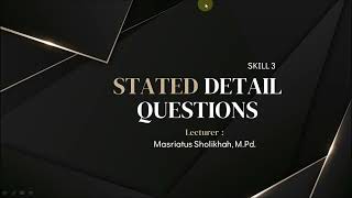 READING COMPREHENSION  Skill 3  StatedUnstated Detail Questions [upl. by Valoniah]