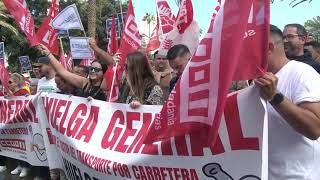 Concentraciones por la huelga de transportistas en canarias [upl. by Duffy]