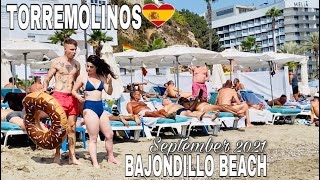 TORREMOLINOS SPAIN BEACH WALK SEPTEMBER 2021 BAJONDILLO BEACH Best Beaches In Costa Del Sol🌞 4K [upl. by Aynahs]