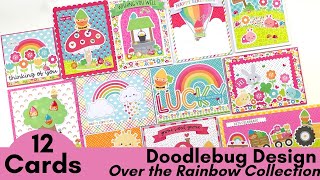 12 Cards  Doodlebug Design Over the Rainbow Collection [upl. by Ahsieym252]