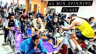 45 min spinning class  حصة ممتعة بالدراجة الهوائة  نيضة شعبي [upl. by Janel]