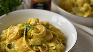 Romige pasta scampi curry [upl. by Terb]