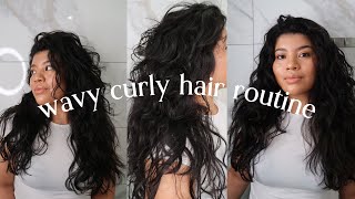 Easy Wavy Curly Hair Routine 2B2C Curls 2023 [upl. by Garland]