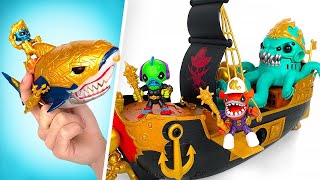 Barco de Oro Hundido Botella de Aplastar y Tesoro de Tiburón  Treasure X Playsets [upl. by Iznil]