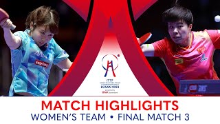 Wang Yidi CHN vs Miu Hirano JPN  WT Final  Match 3  ITTFWorlds2024 [upl. by Nived]