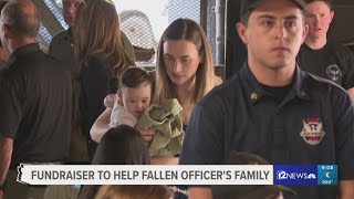 Fallen Phoenix Officer Zane Coolidges wife baby embrace community at barbeque fundraiser [upl. by Atikim]