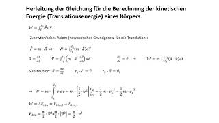 Herleitung der Gleichung für die Berechnung der Kinetischen Energie [upl. by Llenrrad]