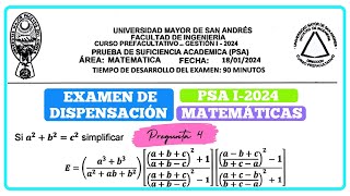 Pregunta 4  EXAMEN PSA I2024 Ing UMSA MAT  Aula de Prefas [upl. by Ecyob]