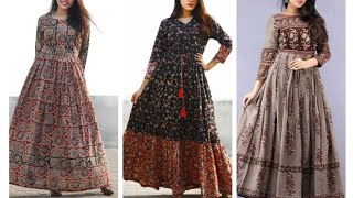 Maxi Dresses  Printed Cotton Maxi Gown Design  Gown Dress Design  Latest Cotton Long Dress Design [upl. by Enilorak]