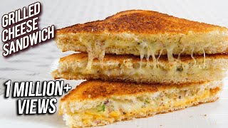 Grilled Cheese Sandwich Recipe  Perfect Grilled Cheese Sandwich On A Pan  Snack Recipe  Ruchi [upl. by Oirtemed]