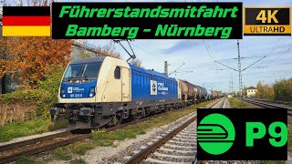 Führerstandsmitfahrt Bamberg  Nürnberg mit 187 325 [upl. by Ahsinnod]