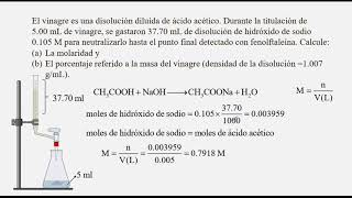 Titulación de vinagre con hidróxido de sodio cálculos [upl. by Ellevehs]