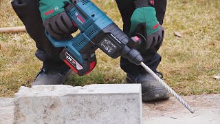 Bosch GBH 180Li cordless rotary hammer SDS Plus work demo [upl. by Alor519]