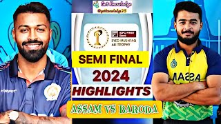 Assam 🆚 Baroda Semi Final Full Match Highlights 2024  Syed Mushtaq Ali Trophy  cricket viral [upl. by Dronel]