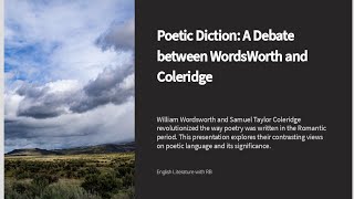 Coleridges Views on Wordsworth Poetic Diction Literary Criticism UrduHindi [upl. by Colston]