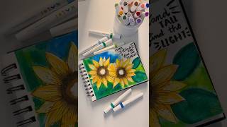 Sunflower illustration using watercolor pens art watercolor markers [upl. by Nollaf]