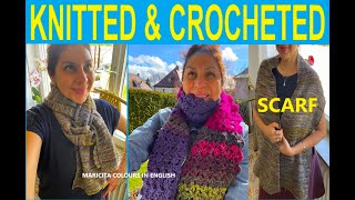 😍CROCHETED AND KNITTED SCARF✅PATTERN HERE BY MARICITA crocheted knitted scarf crocheters [upl. by Enywtna]