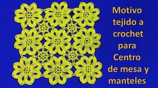 Motivo tejido a crochet de flores para centro de mesa y manteles paso a paso [upl. by Bruner]