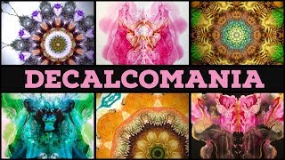 Decalcomania  Abstract art developed into paintings and Mandalas  Intuitive Art [upl. by Seraphina842]