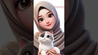 Hijab Girl DP with catMuslim Girl Dpz WhatsAppCartoon Dpz Cartoon Hijab Girl Dpz [upl. by Anifled]