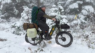 Riding Deep Into the Forest to Hot Tent Camp and Waking Up to Snow  Birch Grolar AWD eBike [upl. by Nnateragram227]